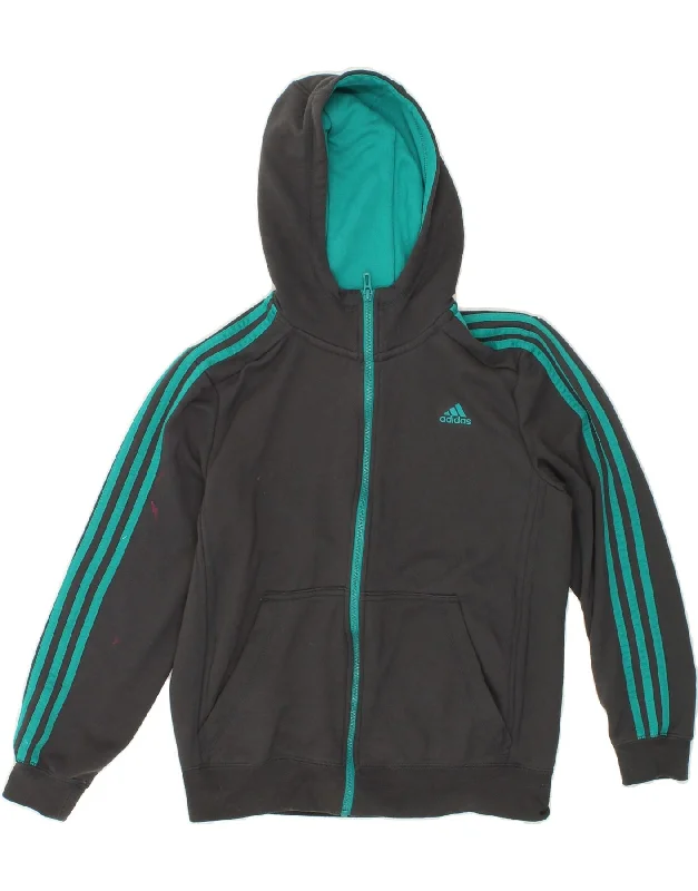 ADIDAS Girls Climalite Zip Hoodie Sweater 13-14 Years Grey