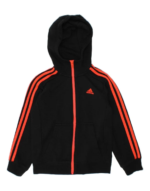 ADIDAS Girls Climalite Zip Hoodie Sweater 7-8 Years Black Polyester