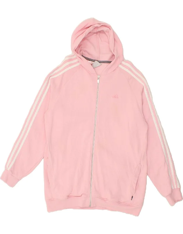 ADIDAS Girls Zip Hoodie Sweater 15-16 Years XL Pink Cotton