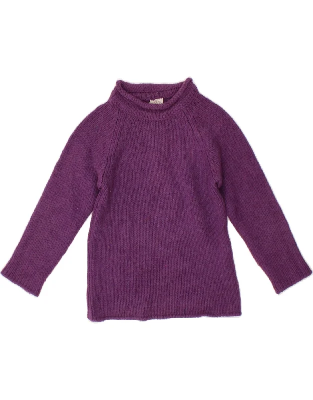 ARMANI Girls Turtle Neck Jumper Sweater 5-6 Years Purple