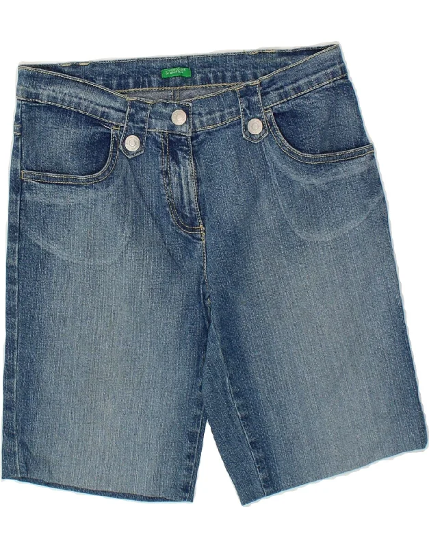 BENETTON Girls Denim Shorts 15-16 Years W28 Blue