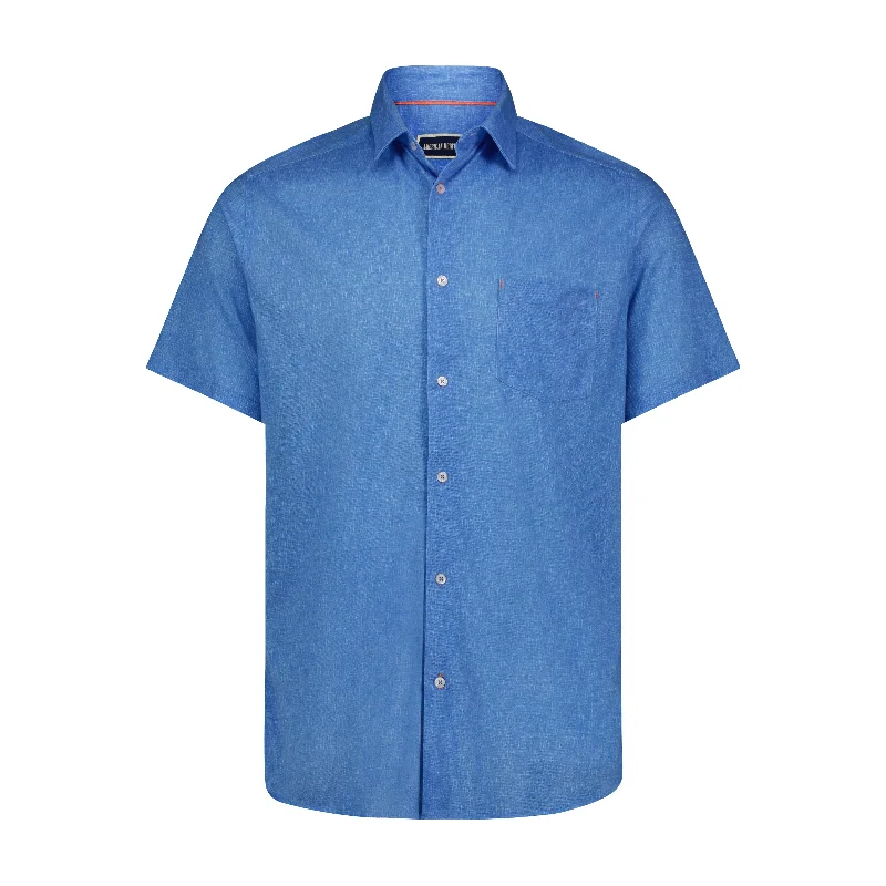 Blue Stretch Short Sleeve Shirt