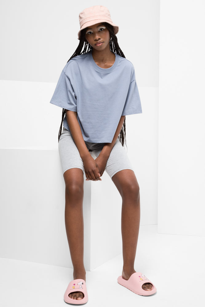 Boxy Short Sleeve T-Shirt Blue