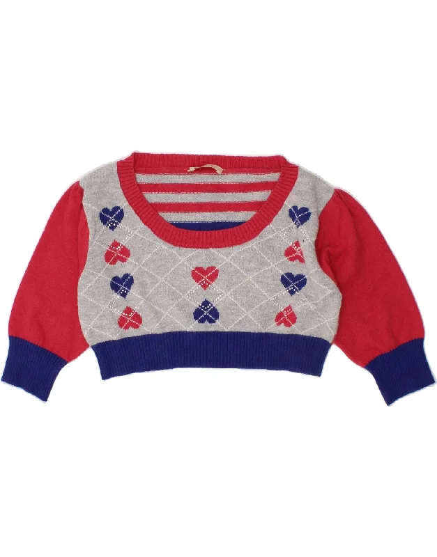 BRUMS Girls Crop Boat Neck Jumper Sweater 4-5 Years Multicoloured Striped