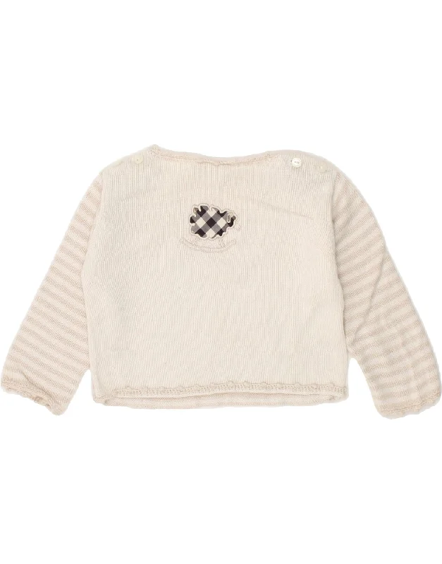 BURBERRY Baby Girls Graphic Boat Neck Jumper Sweater 9-12 Months Beige