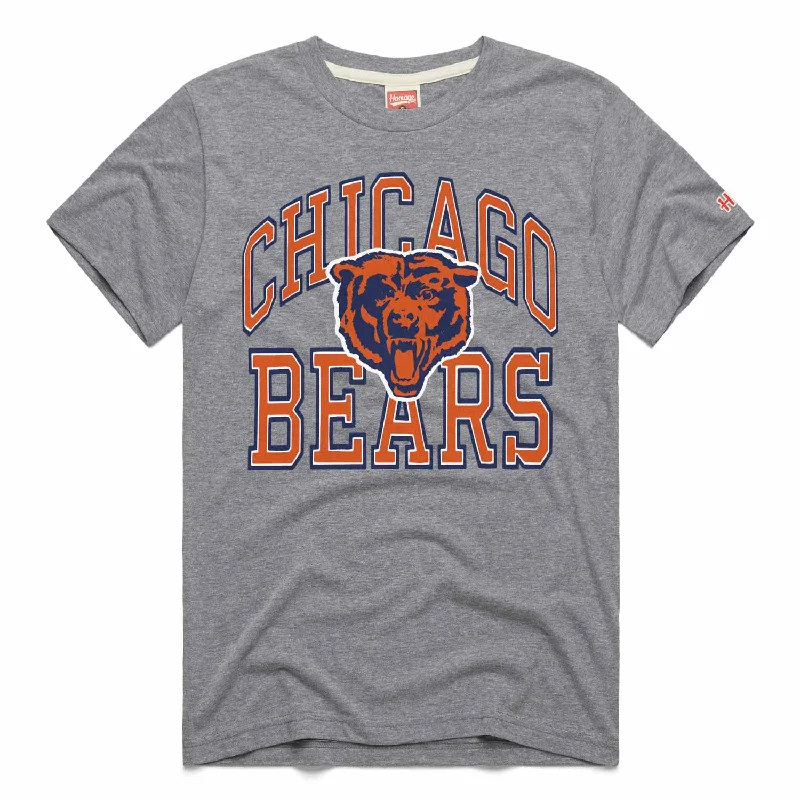 Chicago Bears Homage Arch Bearhead Grey Short Sleeve T Shirt