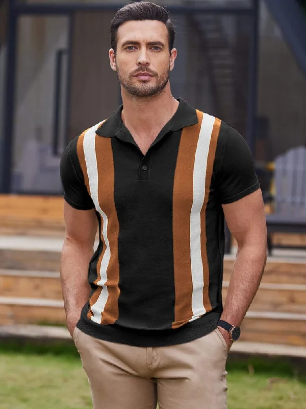 Vintage Stripe Short Sleeve Knitted Polo Shirt (US Only)