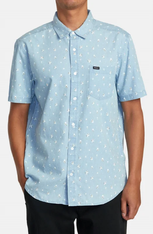 County Line Short Sleeve Shirt In Washed Denim