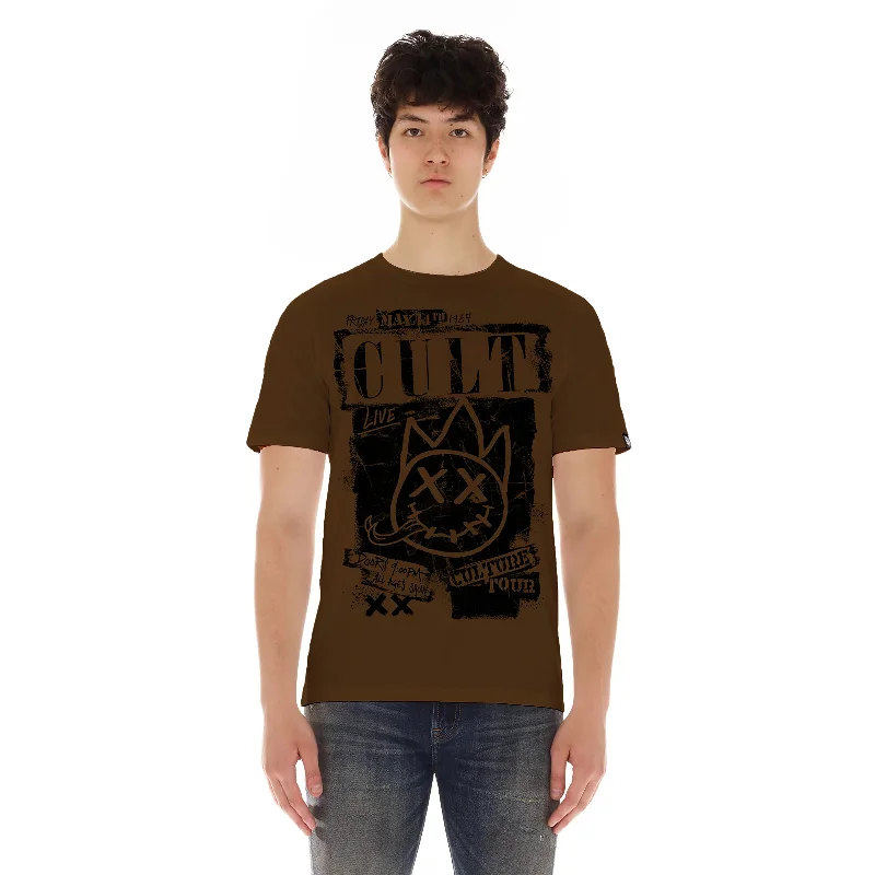 Cult's Short Sleeve Crew Neck Tee "Cult Tour" in Brown