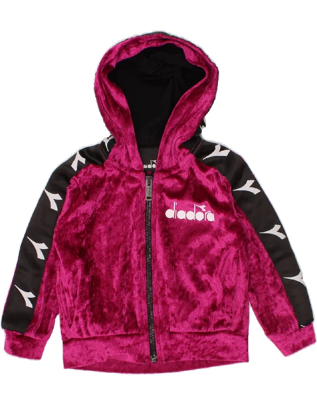 DIADORA Baby Girls Velour Graphic Zip Hoodie Sweater 18-24 Months Pink