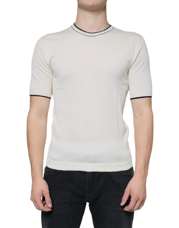 Dolce & Gabbana ivory Cashmere Short Sleeves Men's T-shirt