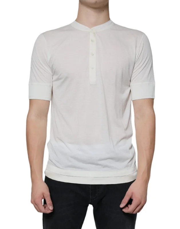 Dolce & Gabbana ivory Cotton Short Sleeves Men's T-shirt