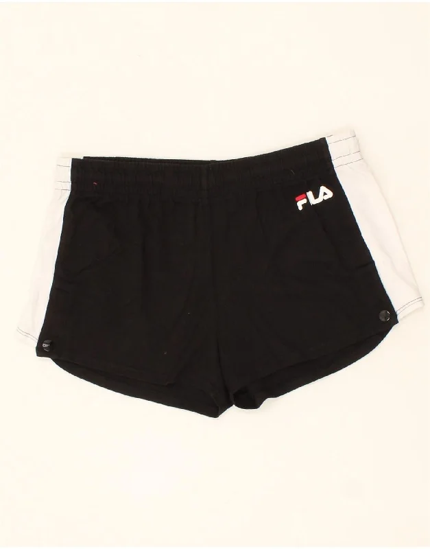 FILA Girls Graphic Sport Shorts 15-16 Years  Black Colourblock Cotton