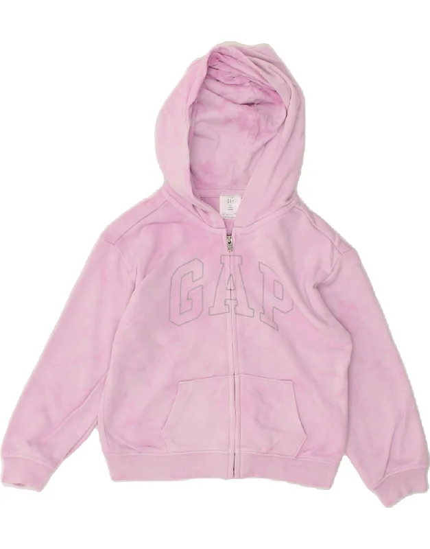 GAP Girls Graphic Zip Hoodie Sweater 4-5 Years Pink Tie Dye