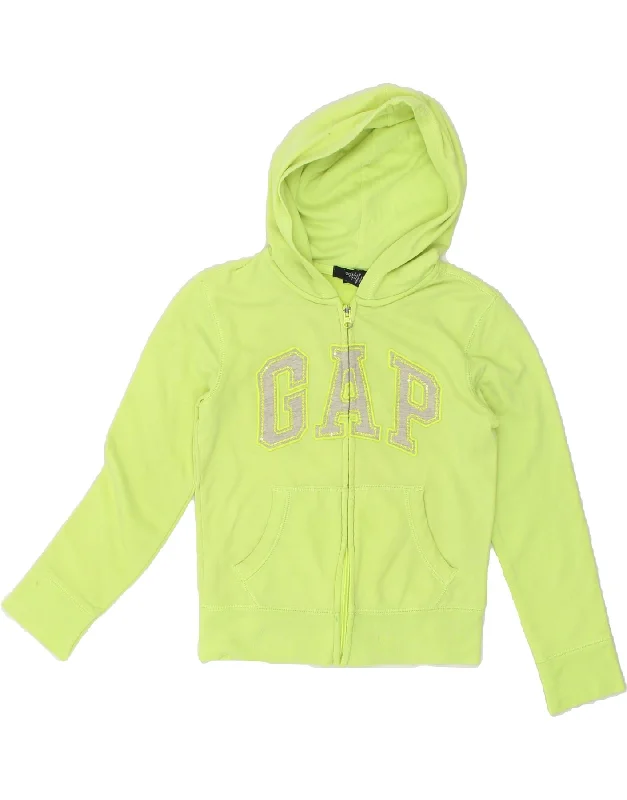 GAP Girls Graphic Zip Hoodie Sweater 8-9 Years Medium Green Cotton