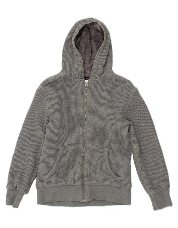 GAP Girls Zip Hoodie Sweater 12-13 Years Grey Cotton