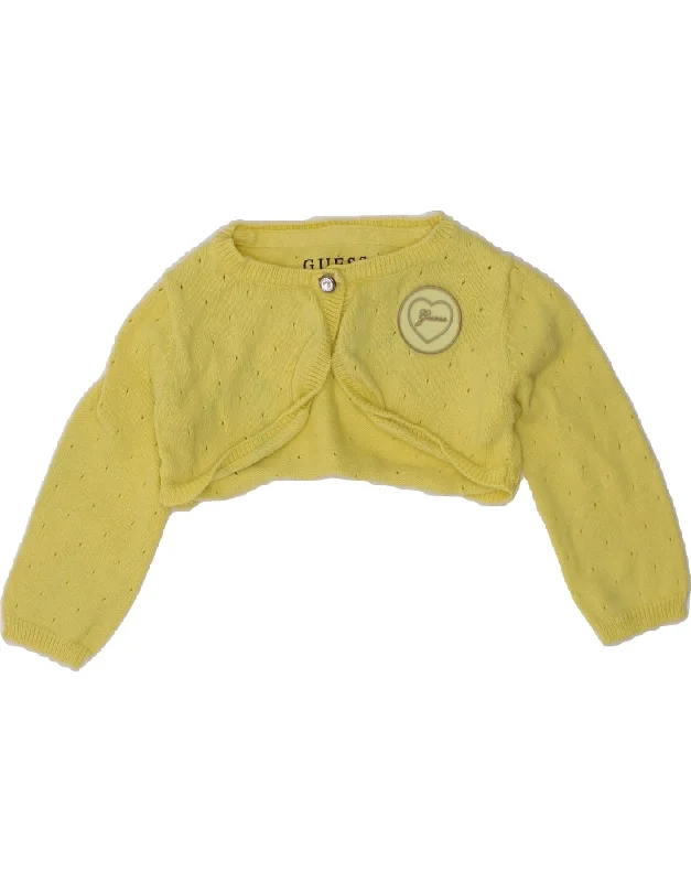 GUESS Baby Girls Crop Cardigan Sweater 3-6 Months Yellow