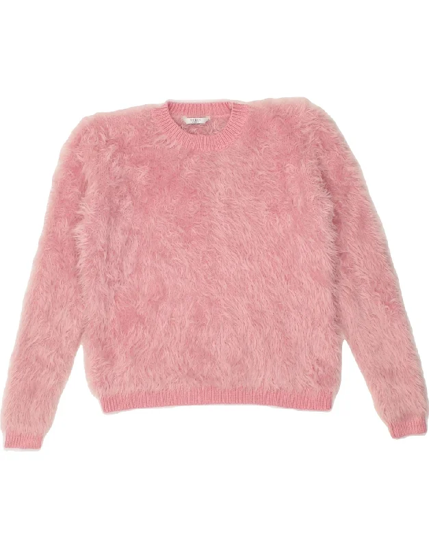 GUESS Girls Crew Neck Jumper Sweater 9-10 Years Pink Polyamide