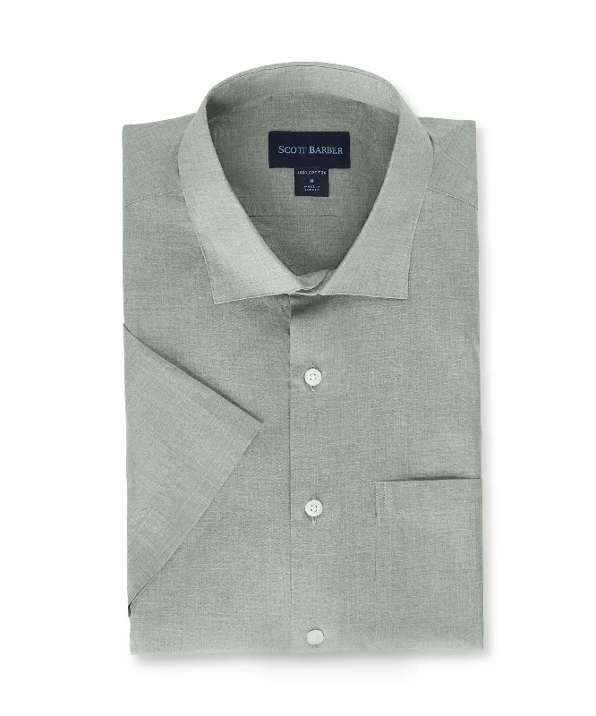 Heathered Chambray Short Sleeve, Sage