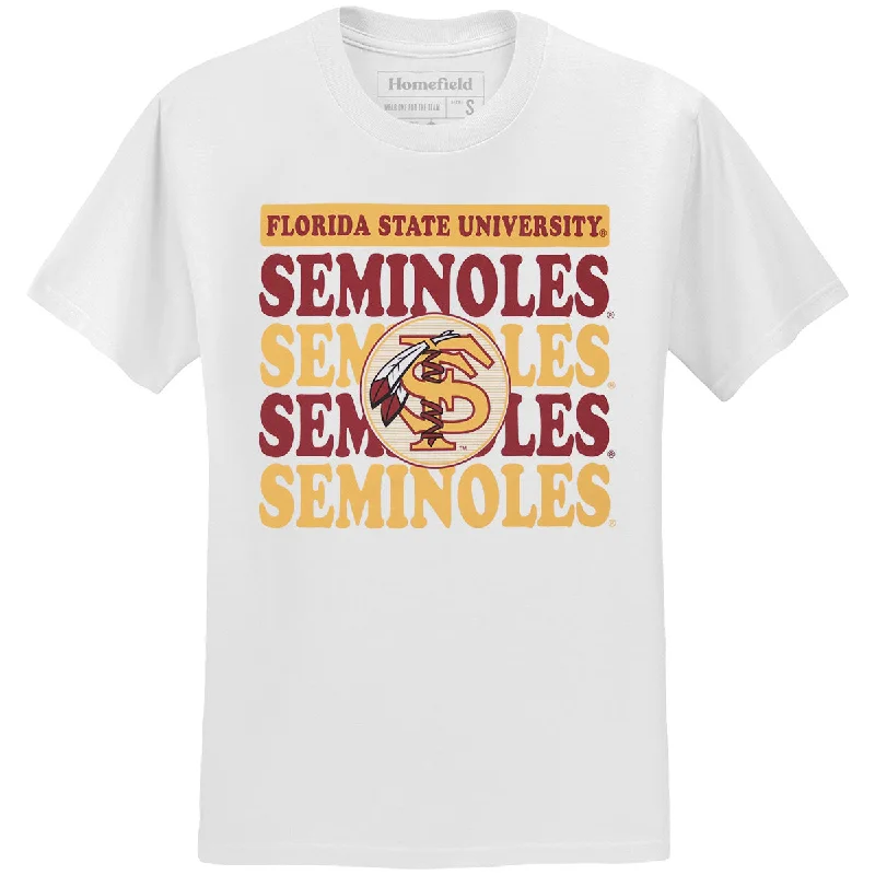 Homefield Men's Vault Florida State Seminoles/Interlocking FS Feather Design Short Sleeve T-shirt - White