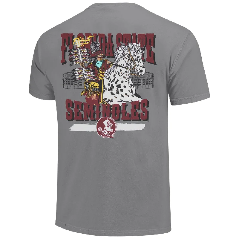 Image One Comfort Colors Adult/Unisex Florida State Seminoles Osceola/Renegade Design Short Sleeve T-shirt - Grey