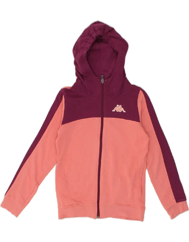 KAPPA Girls Zip Hoodie Sweater 11-12 Years Pink Colourblock Cotton