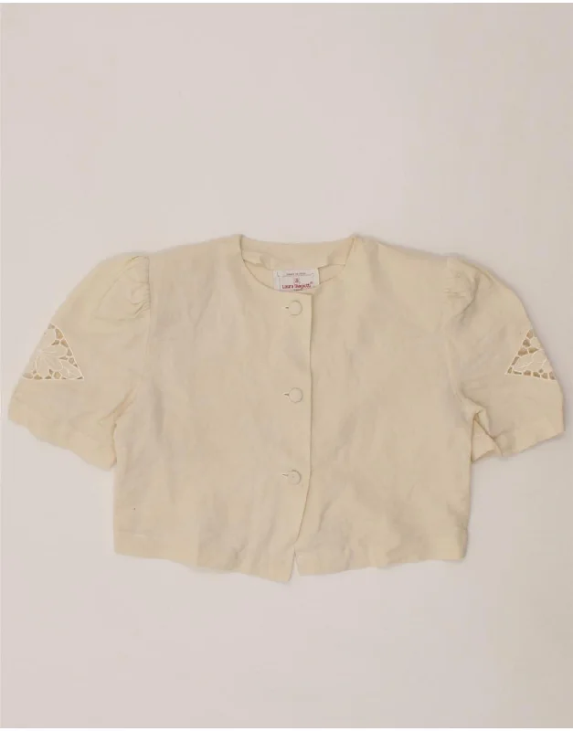 LAURA BIAGIOTTI Girls Short Sleeve Shirt Blouse 10-11 Years Large Beige