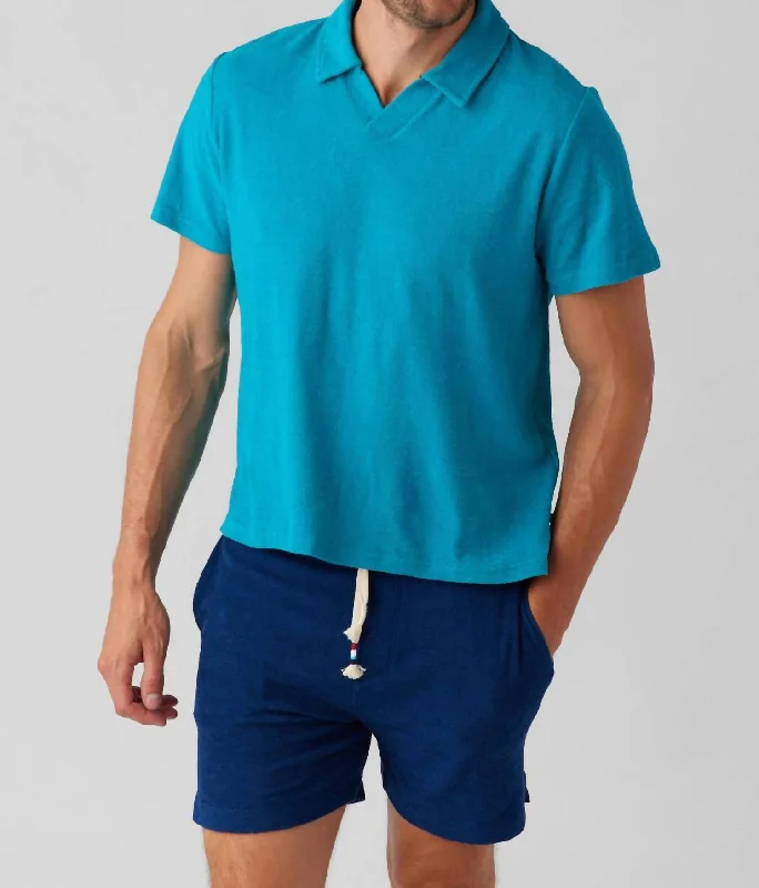 Loop Terry Short Sleeve Polo In Baltic