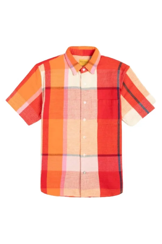 Men's Lax Short Sleeve Shirt In Red Check