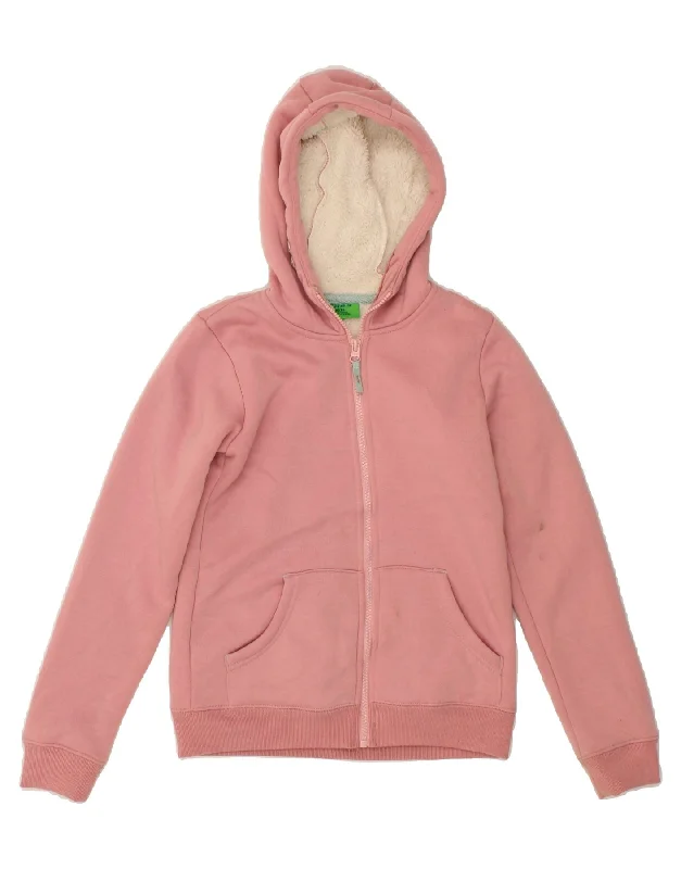 MOUNTAIN WAREHOUSE Girls Zip Hoodie Sweater 9-10 Years Pink Polyester