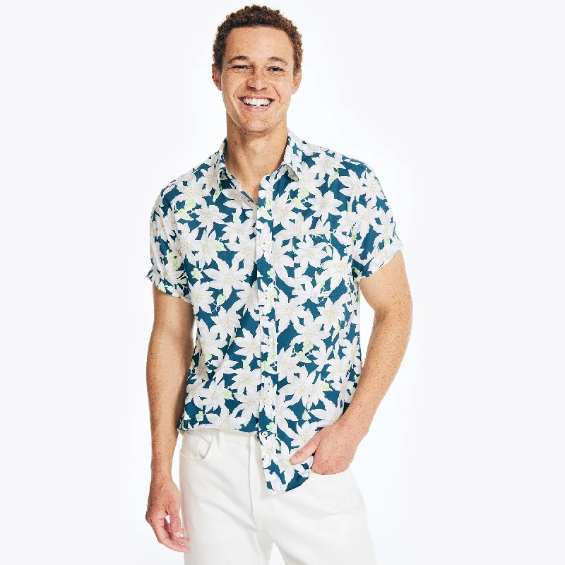 Nautica Mens Printed Poplin Short-Sleeve Shirt