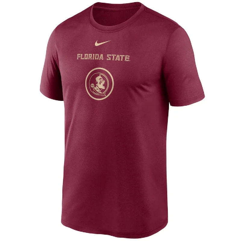 Nike Men's Florida State Seminole Logo Dri-fit Short Sleeve Practice T-shirt - Garnet