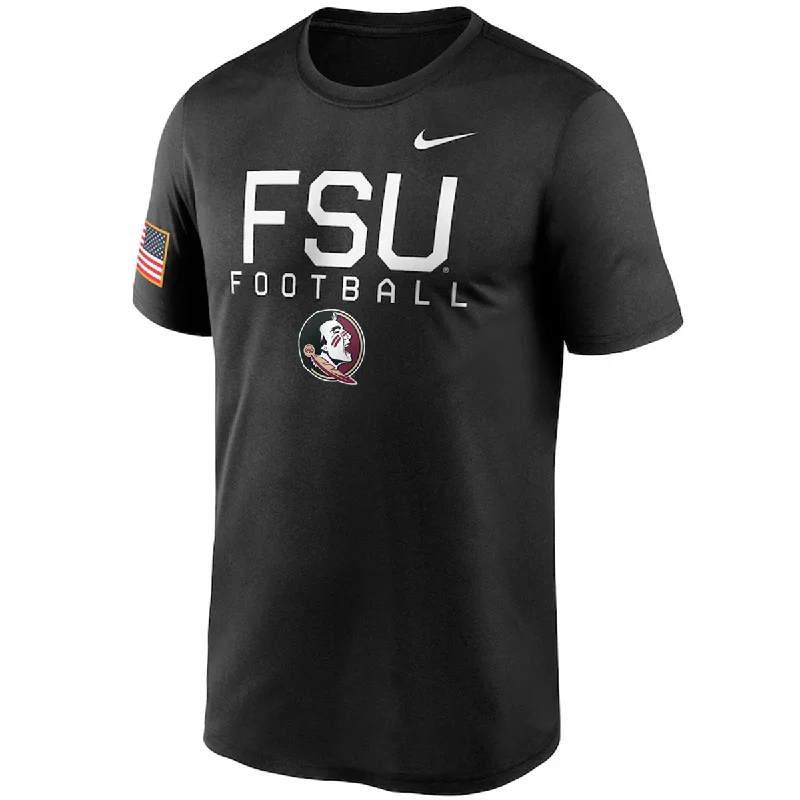 Nike Men's FSU Football/Seminole Logo Legend Short Sleeve Military T-shirt - Black