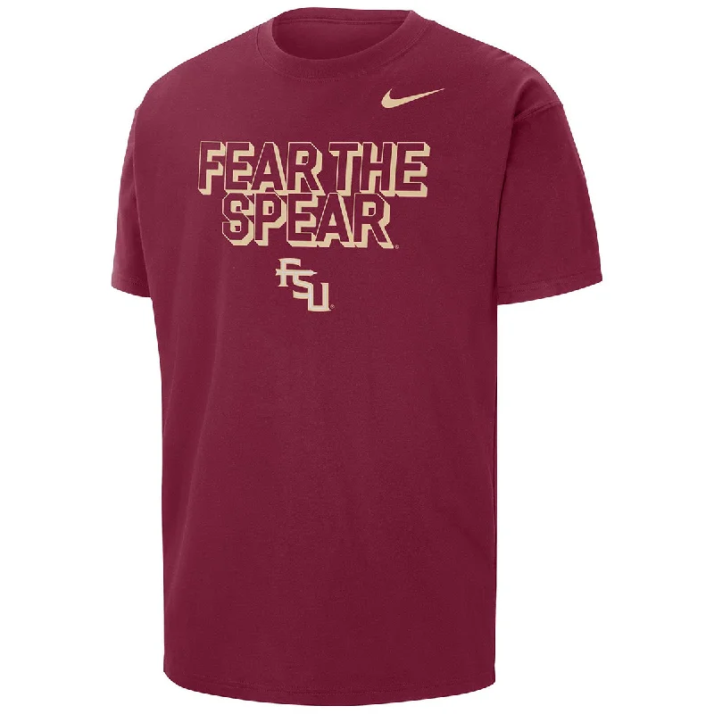 Nike Men's Fear the Spear/Stacked FSU Design Short Sleeve Max90 Trend T-shirt - Garnet