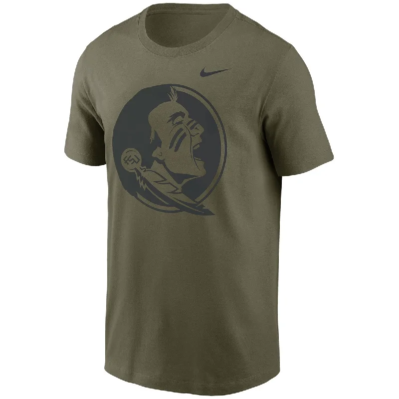 Nike Men's Seminole Logo Short Sleeve Dri-fit Military T-shirt - Olive