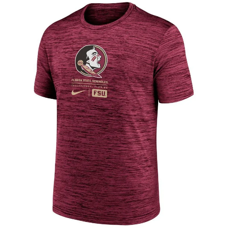 Nike Men's Seminole Logo/Florida State Seminoles Design Velocity Center Block Short Sleeve T-shirt - Garnet