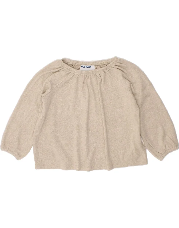 OLD NAVY Baby Girls Boat Neck Jumper Sweater 18-24 Months Beige Rayon