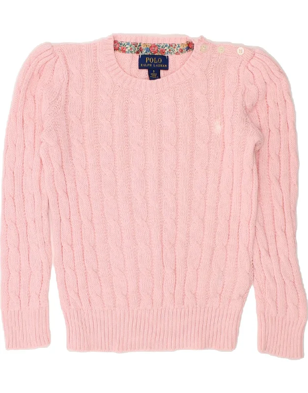 POLO RALPH LAUREN Girls Crew Neck Jumper Sweater 4-5 Years Pink