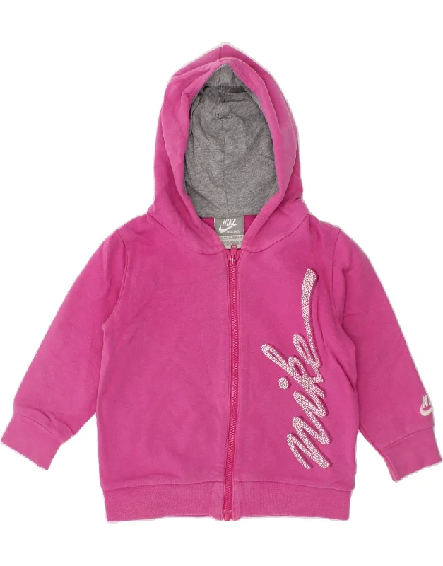 PUMA Baby Girls Graphic Zip Hoodie Sweater 12-18 Months Pink Cotton