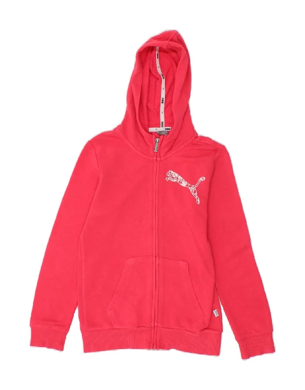 PUMA Girls Zip Hoodie Sweater 11-12 Years  Pink