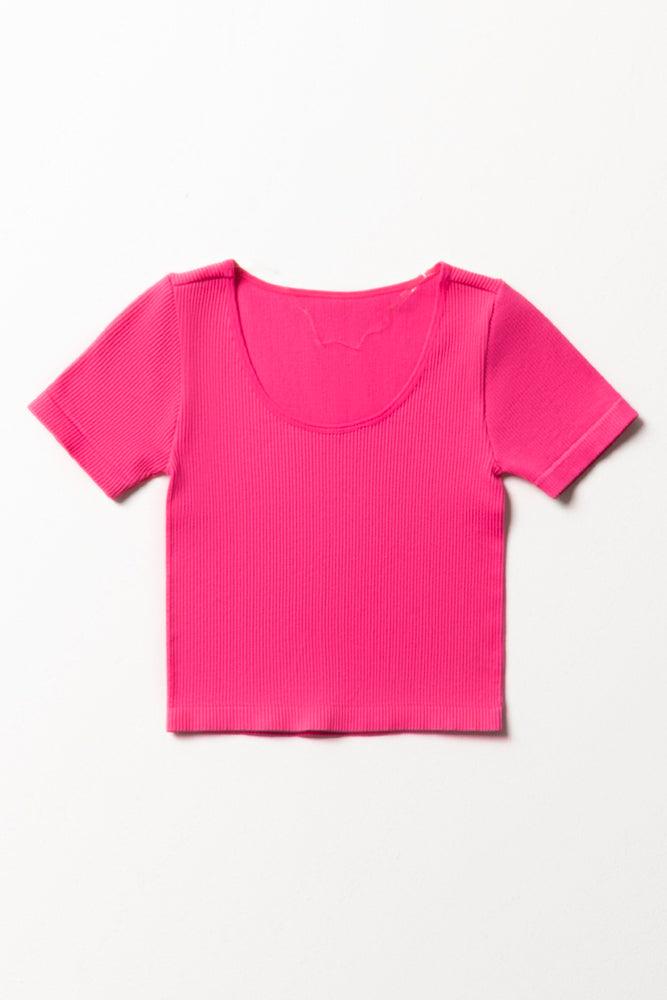 Seamless Short Sleeve T-Shirt Bright Pink