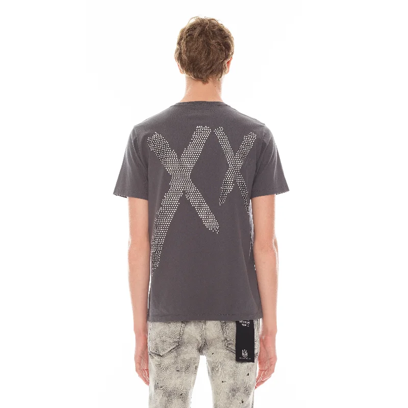 SHORT SLEEVE CREW NECK TEE  26/1'S "XX" IN CHARCOAL