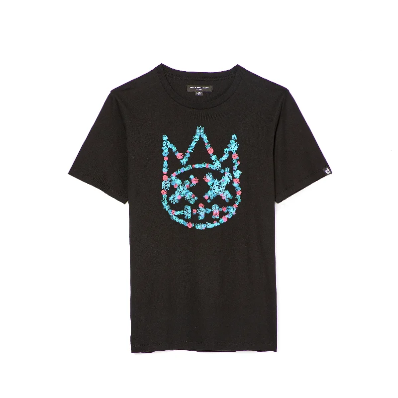 SHORT SLEEVE CREW NECK TEE  "MULTI SHIMUCHAN" IN BLACK