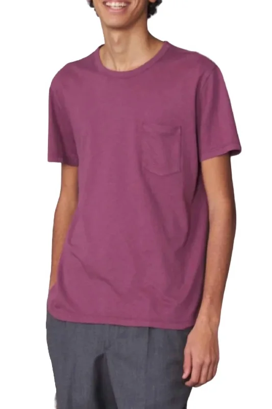 Short Sleeve Pocket Tee In Plum Wine