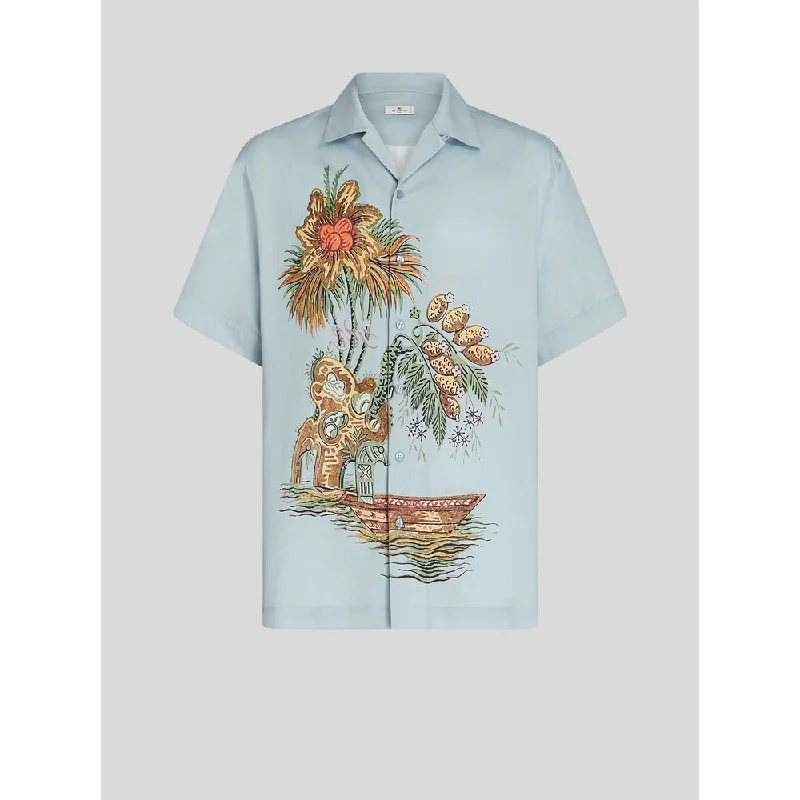 SHORT-SLEEVED PRINTED COTTON SHIRT