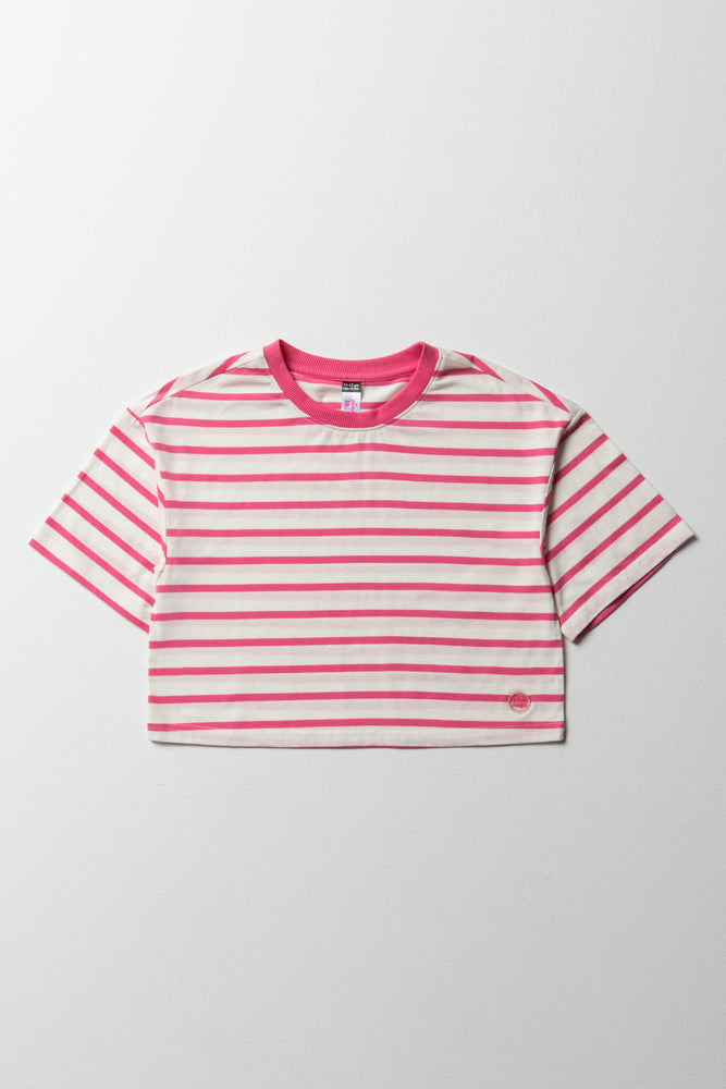 Stripe Boxy Short Sleeve T-Shirt Pink