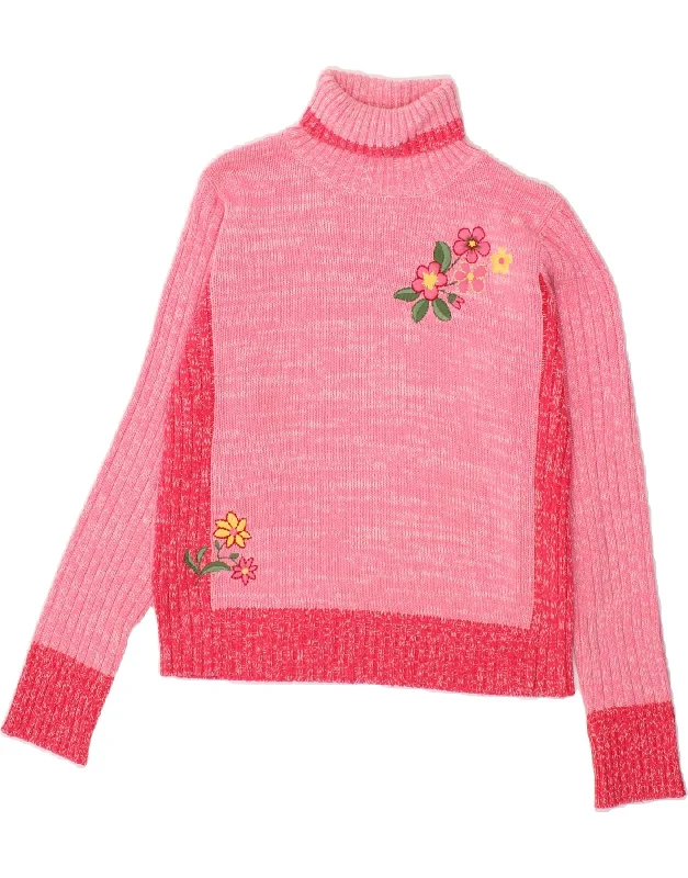 TCM Girls Roll Neck Jumper Sweater 13-14 Years Pink Floral Cotton