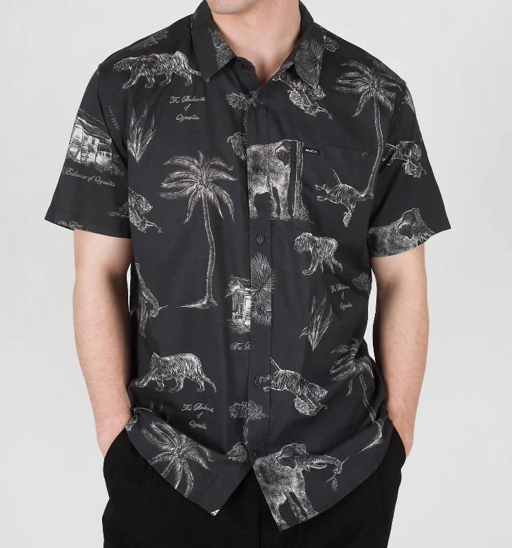 Tropic Winds Short Sleeve Wove Shirt In Black