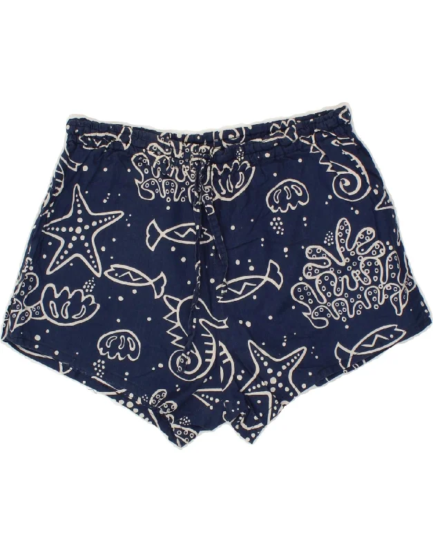 VINTAGE Girls Abstract Pattern Casual Shorts 15-16 Years W28  Navy Blue