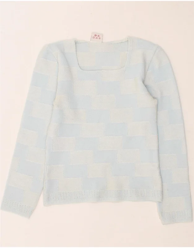 VINTAGE Girls Boat Neck Jumper Sweater 5-6 Years Blue Striped